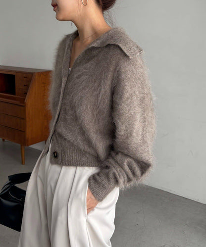 【優質穿著感】WOOL100仿貂絨開衫