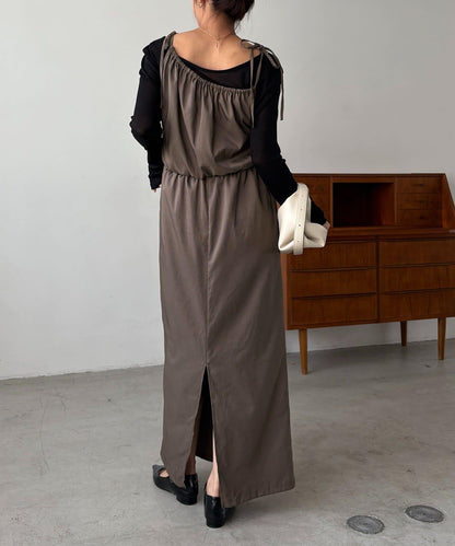 【CAPRICIEUX LE'MAGE】不對稱兩穿吊帶連衣裙