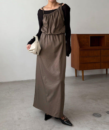 【CAPRICIEUX LE'MAGE】不對稱兩穿吊帶連衣裙