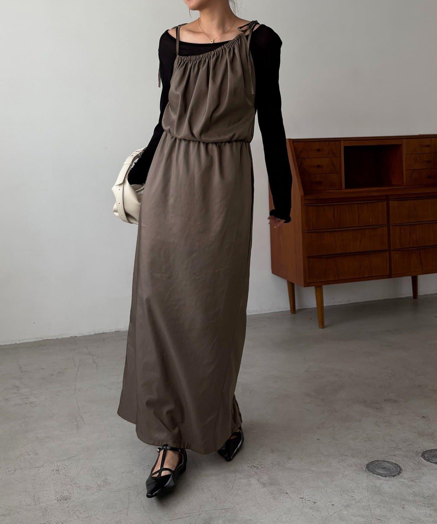 【CAPRICIEUX LE'MAGE】不對稱兩穿吊帶連衣裙