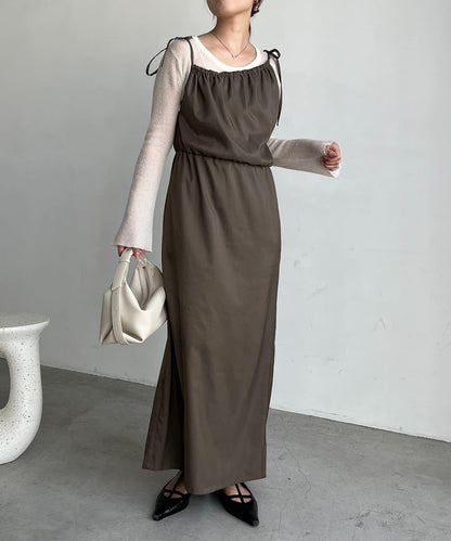 【CAPRICIEUX LE'MAGE】不對稱兩穿吊帶連衣裙