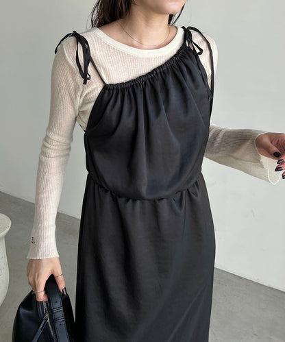 【CAPRICIEUX LE'MAGE】不對稱兩穿吊帶連衣裙