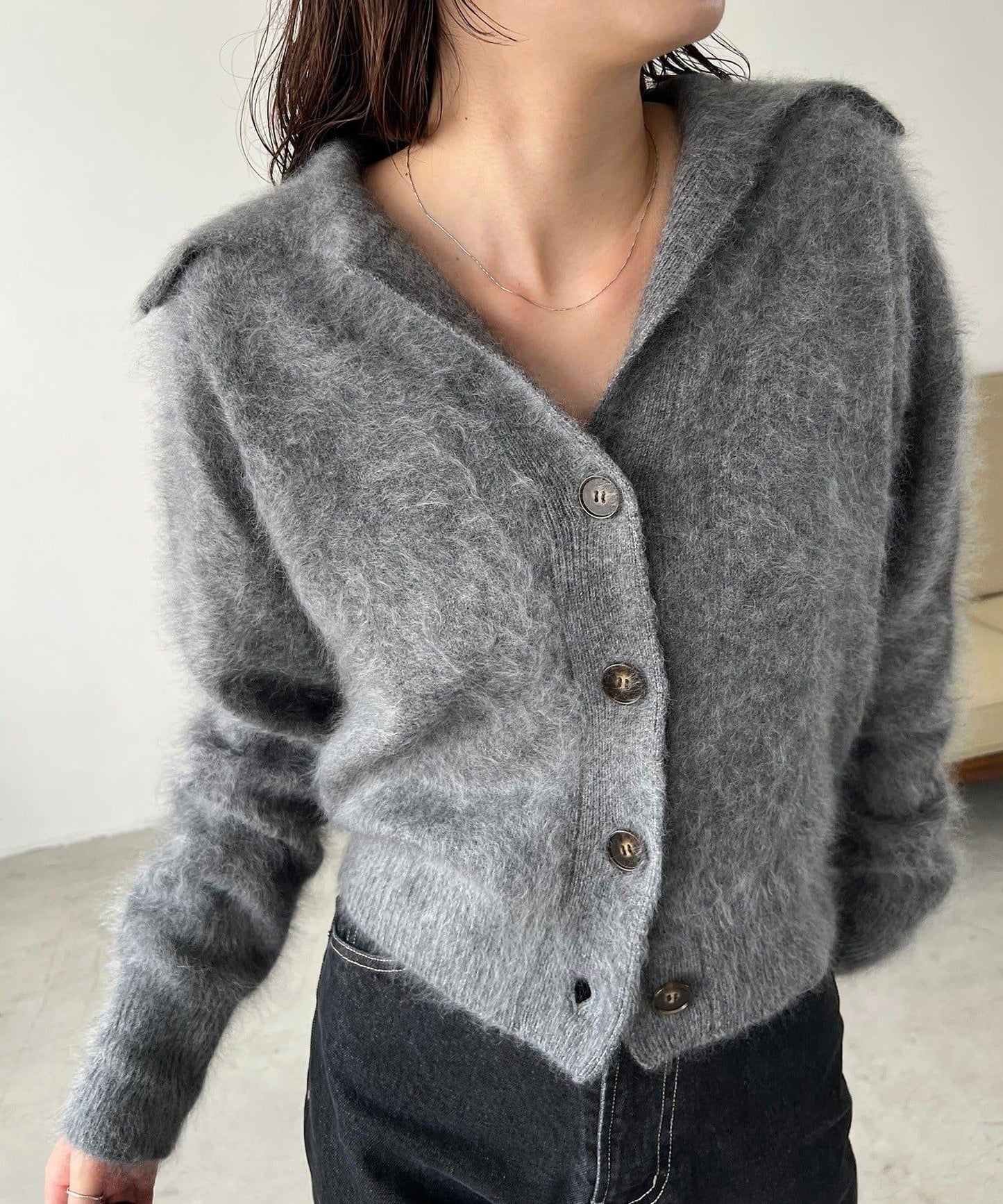 【優質穿著感】WOOL100仿貂絨開衫
