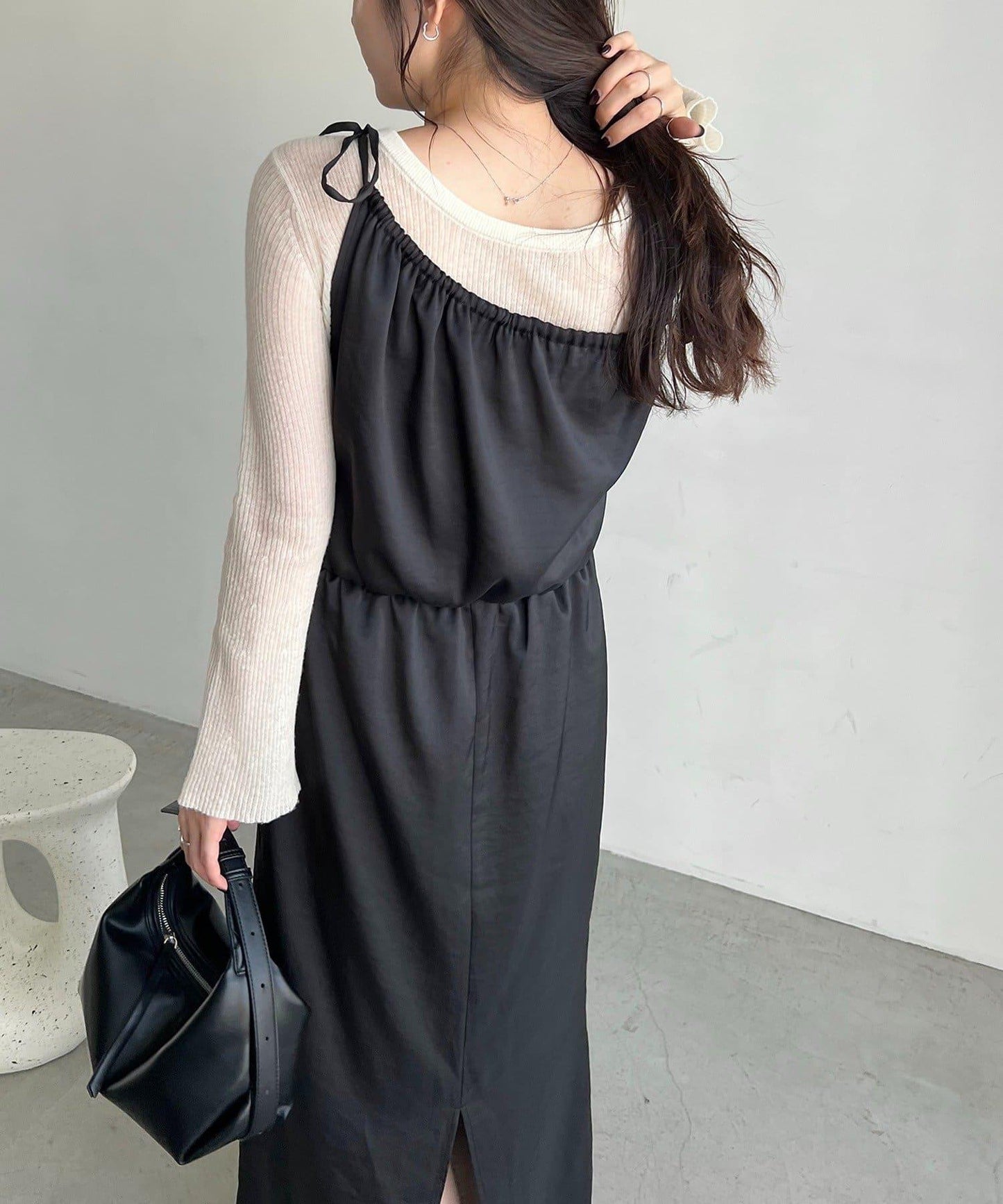 【CAPRICIEUX LE'MAGE】不對稱兩穿吊帶連衣裙