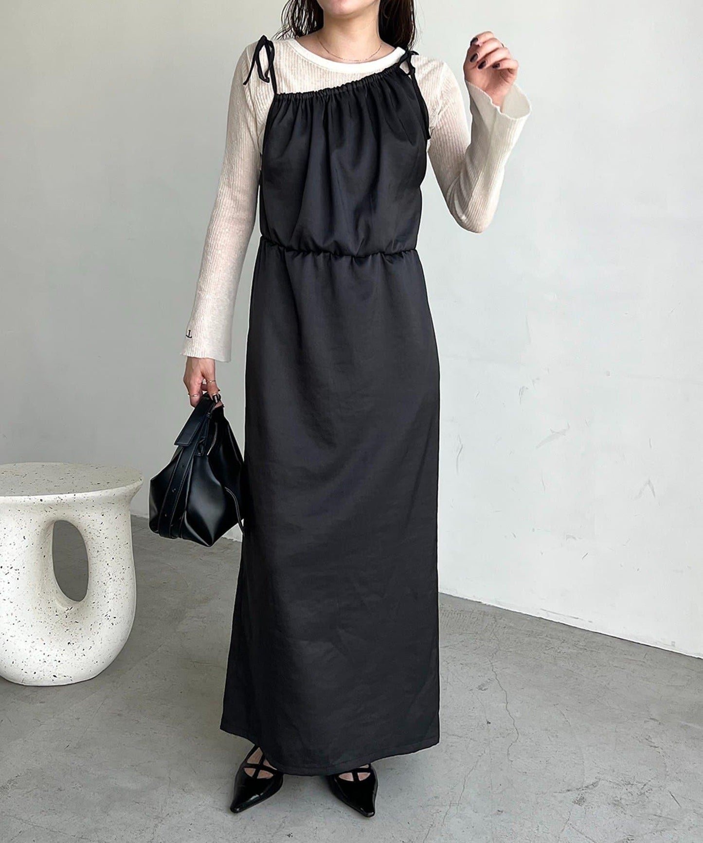 【CAPRICIEUX LE'MAGE】不對稱兩穿吊帶連衣裙