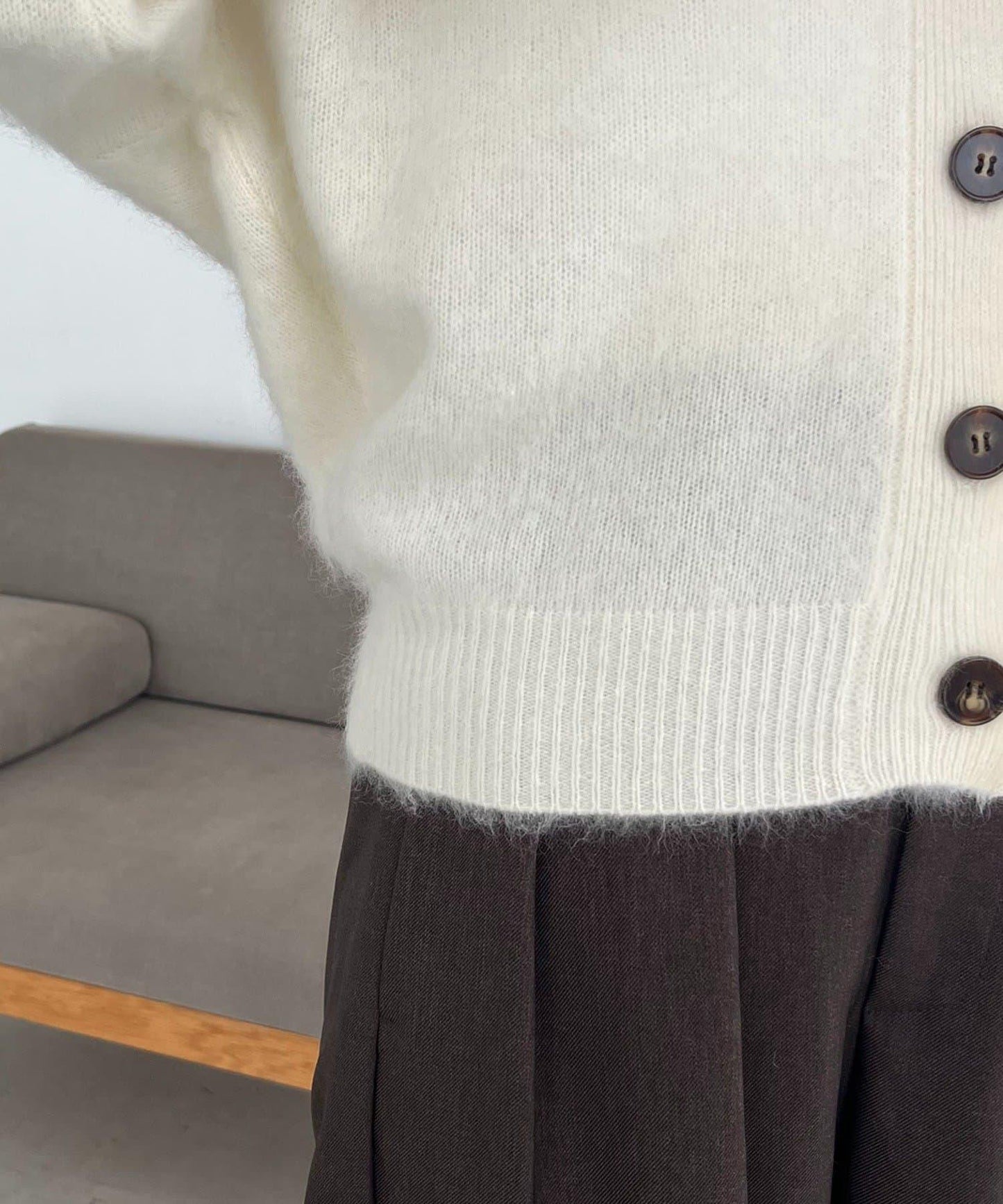 【優質穿著感】WOOL100仿貂絨開衫