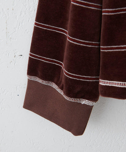 【Discoat】【男女同款】天鵝絨條紋圓領衫