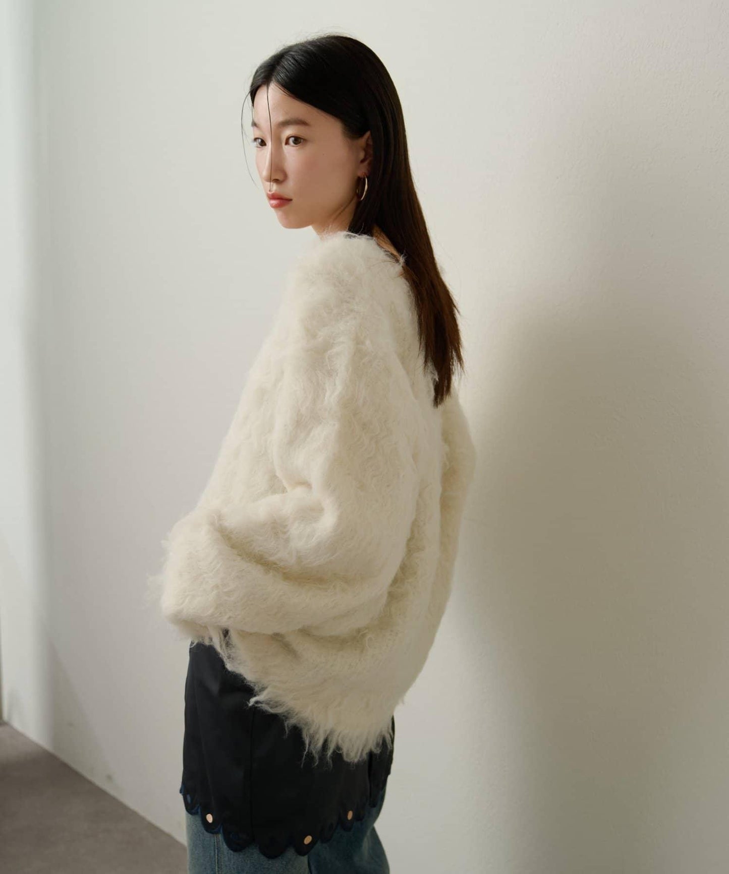 磨毛V領針織套頭衫