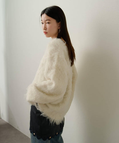 磨毛V領針織套頭衫