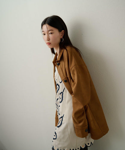 緞面刺繡吊帶長款上衣