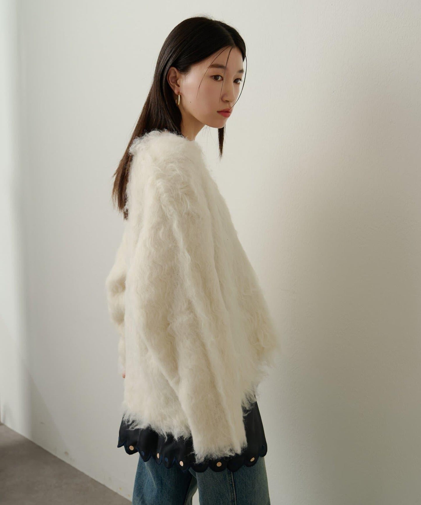 磨毛V領針織套頭衫