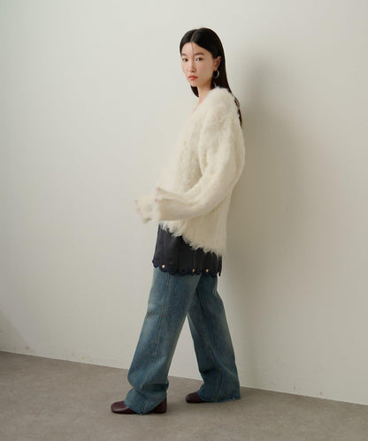 磨毛V領針織套頭衫