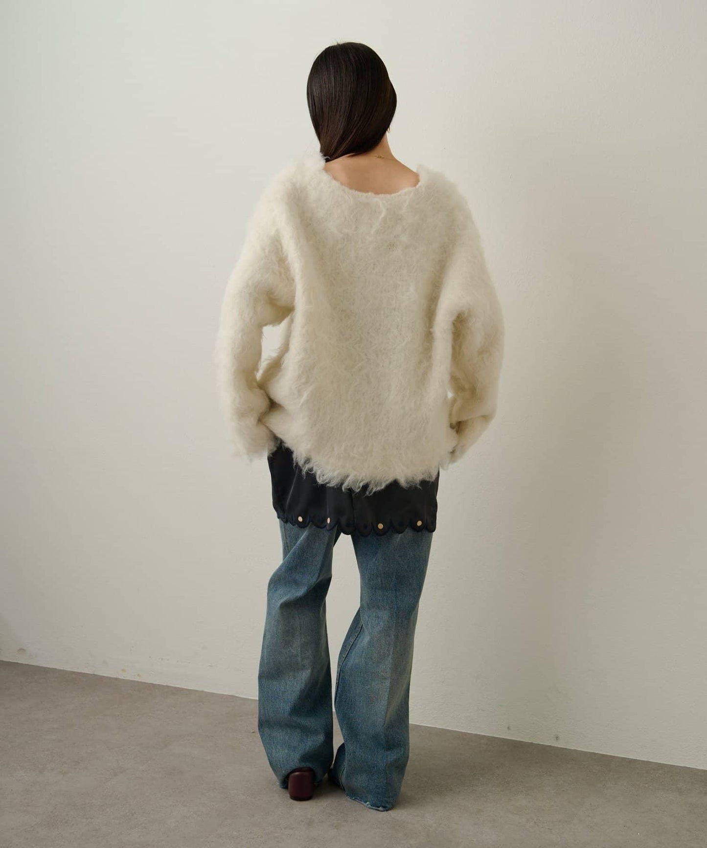 磨毛V領針織套頭衫