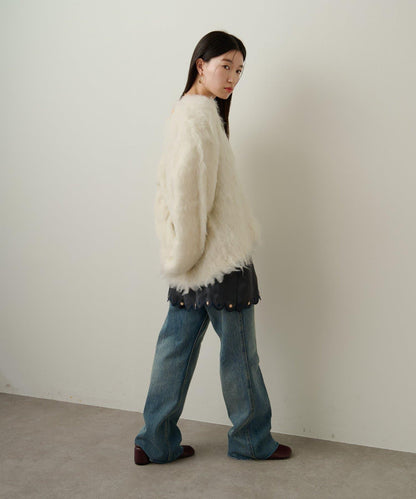 磨毛V領針織套頭衫