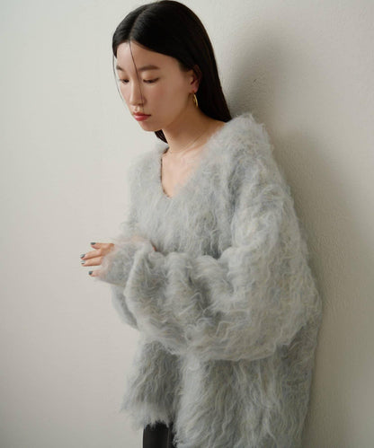 磨毛V領針織套頭衫