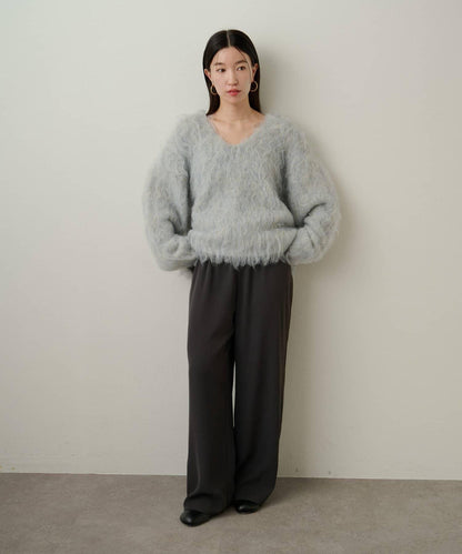 磨毛V領針織套頭衫