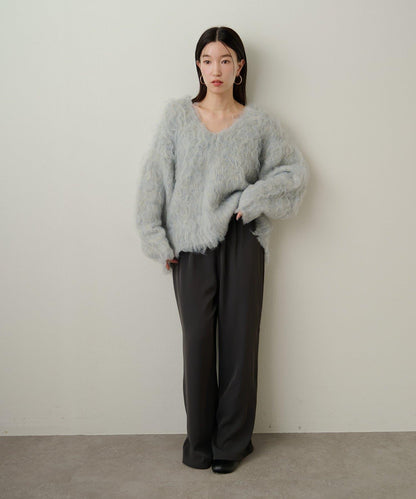 磨毛V領針織套頭衫