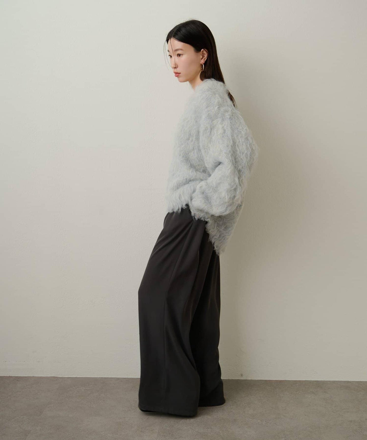 磨毛V領針織套頭衫