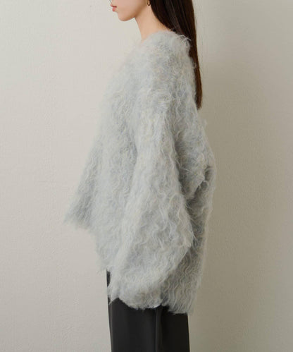 磨毛V領針織套頭衫