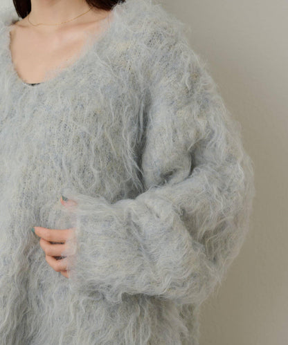 磨毛V領針織套頭衫