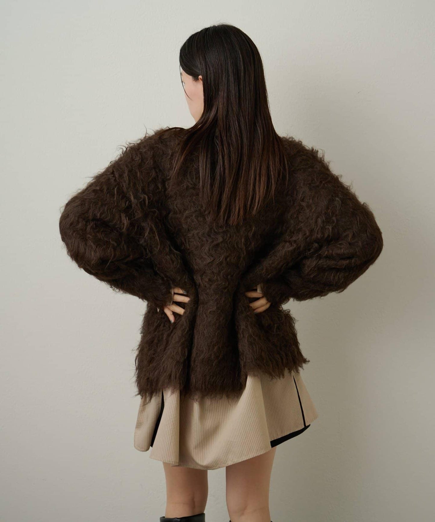 磨毛V領針織套頭衫