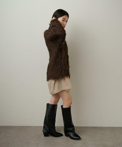 磨毛V領針織套頭衫