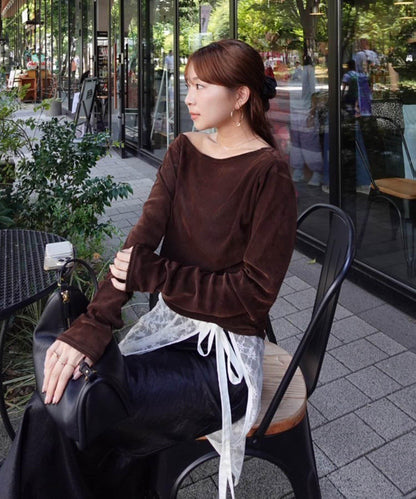 【@toitopoooo_____聯名】透視天鵝絨上衣