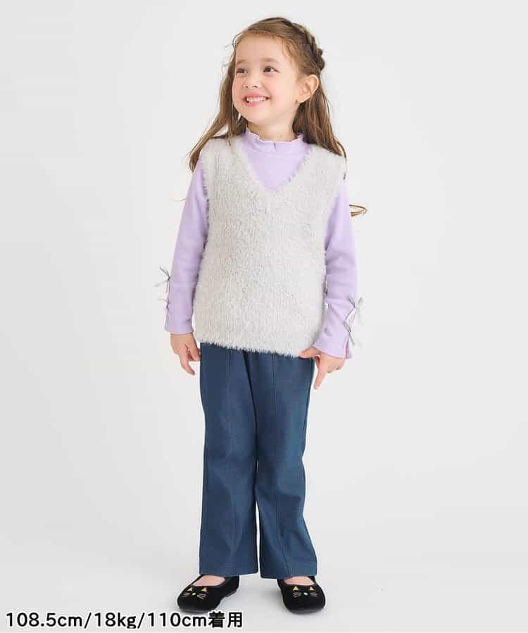 後背開口剪裁針織長褲 10分丈