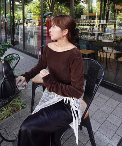 【@toitopoooo_____聯名】透視天鵝絨上衣