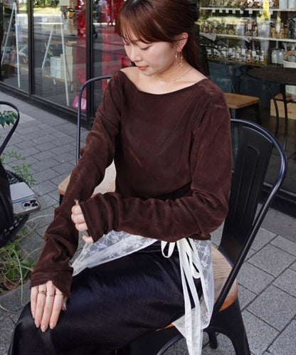 【@toitopoooo_____聯名】透視天鵝絨上衣