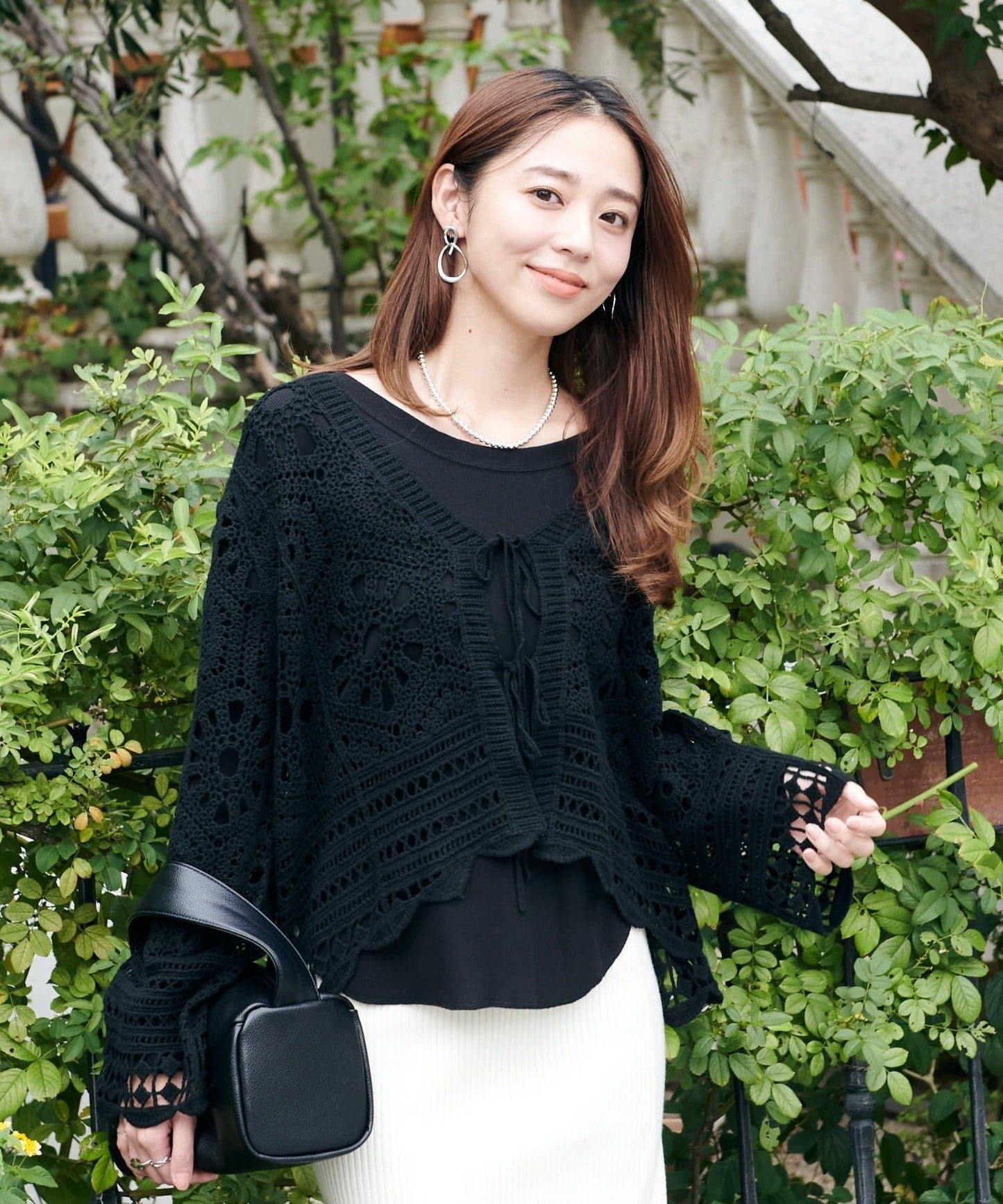 大人女性感透視感開衫 鏤空鉤針長袖開衫