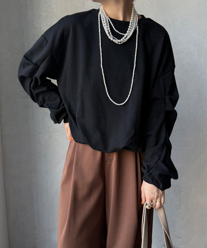 衛衣面料袖褶裝飾套頭衫