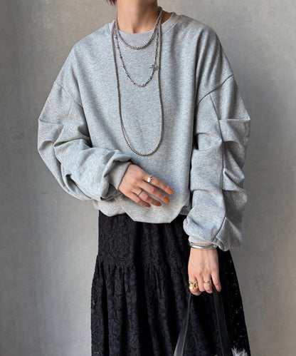 衛衣面料袖褶裝飾套頭衫