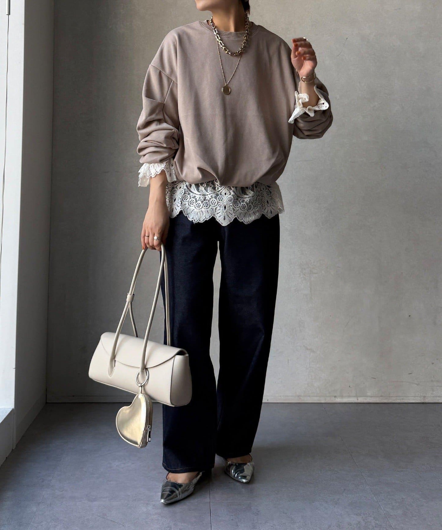 衛衣面料袖褶裝飾套頭衫