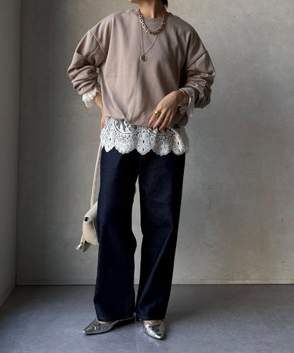 衛衣面料袖褶裝飾套頭衫