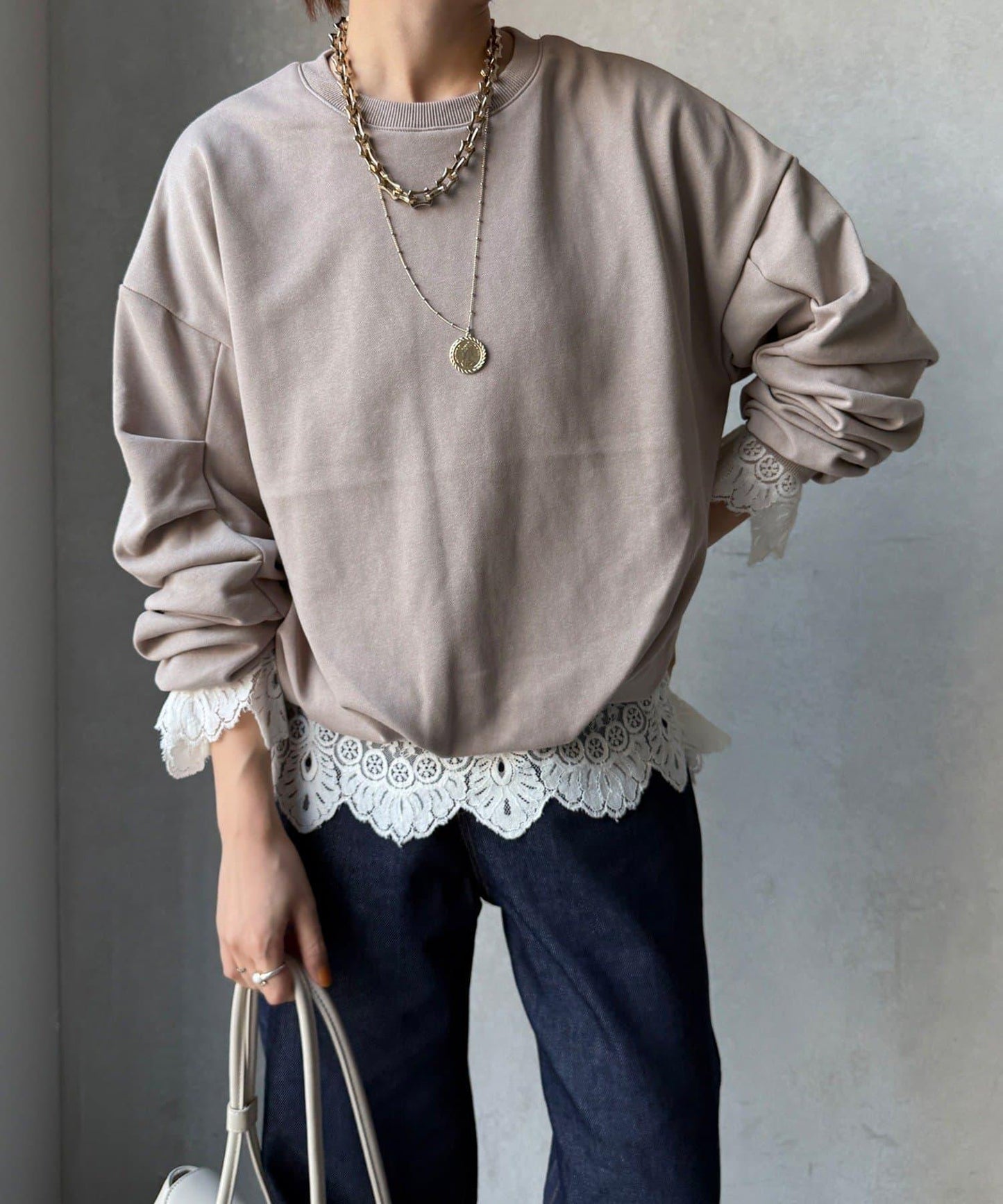 衛衣面料袖褶裝飾套頭衫