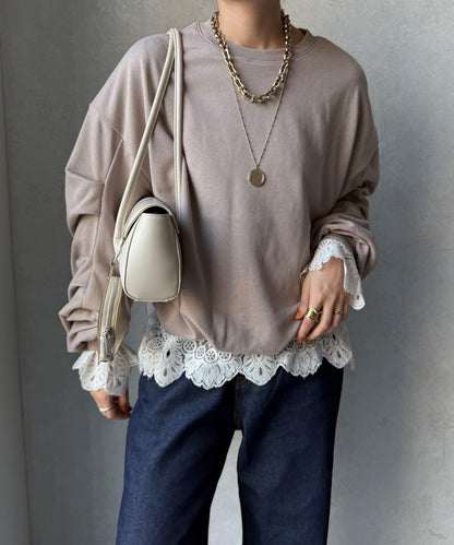 衛衣面料袖褶裝飾套頭衫