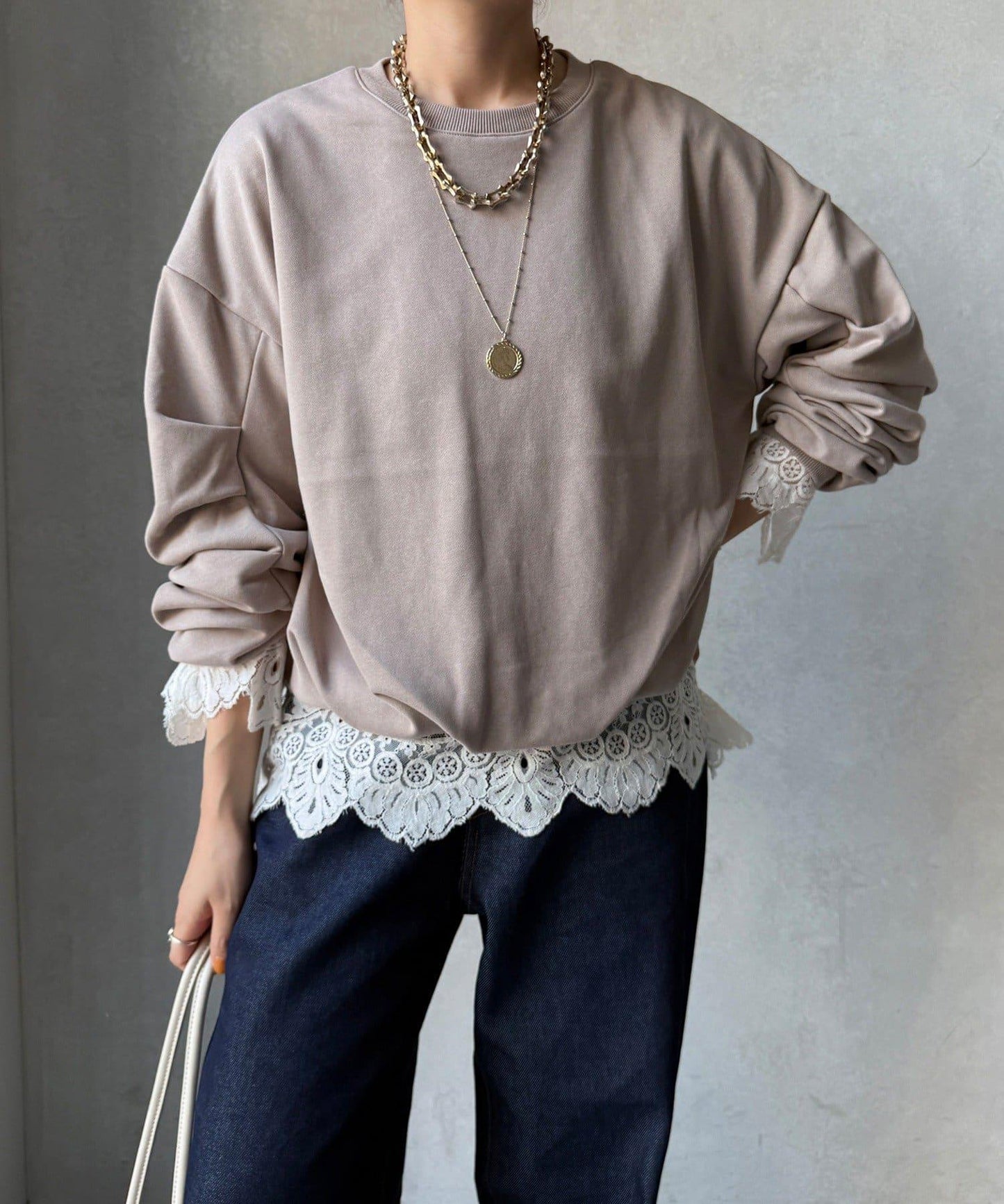 衛衣面料袖褶裝飾套頭衫