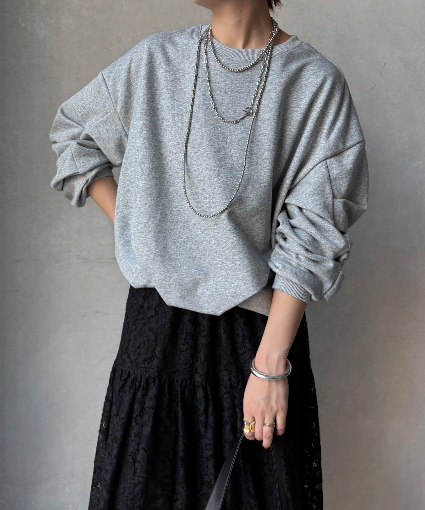 衛衣面料袖褶裝飾套頭衫