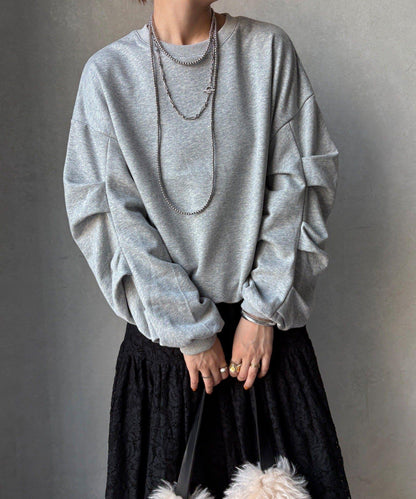 衛衣面料袖褶裝飾套頭衫