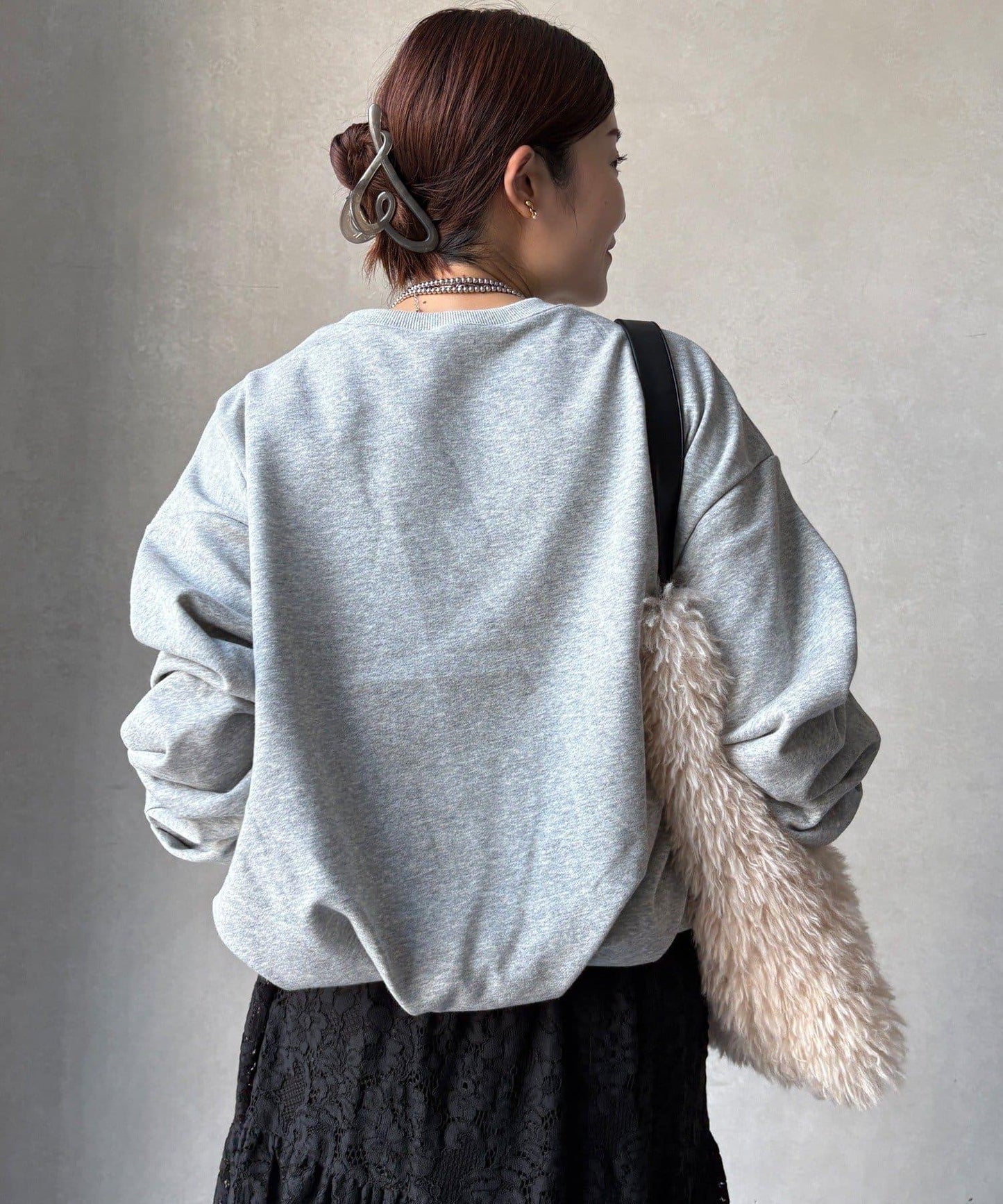 衛衣面料袖褶裝飾套頭衫