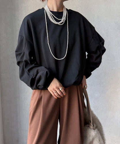 衛衣面料袖褶裝飾套頭衫