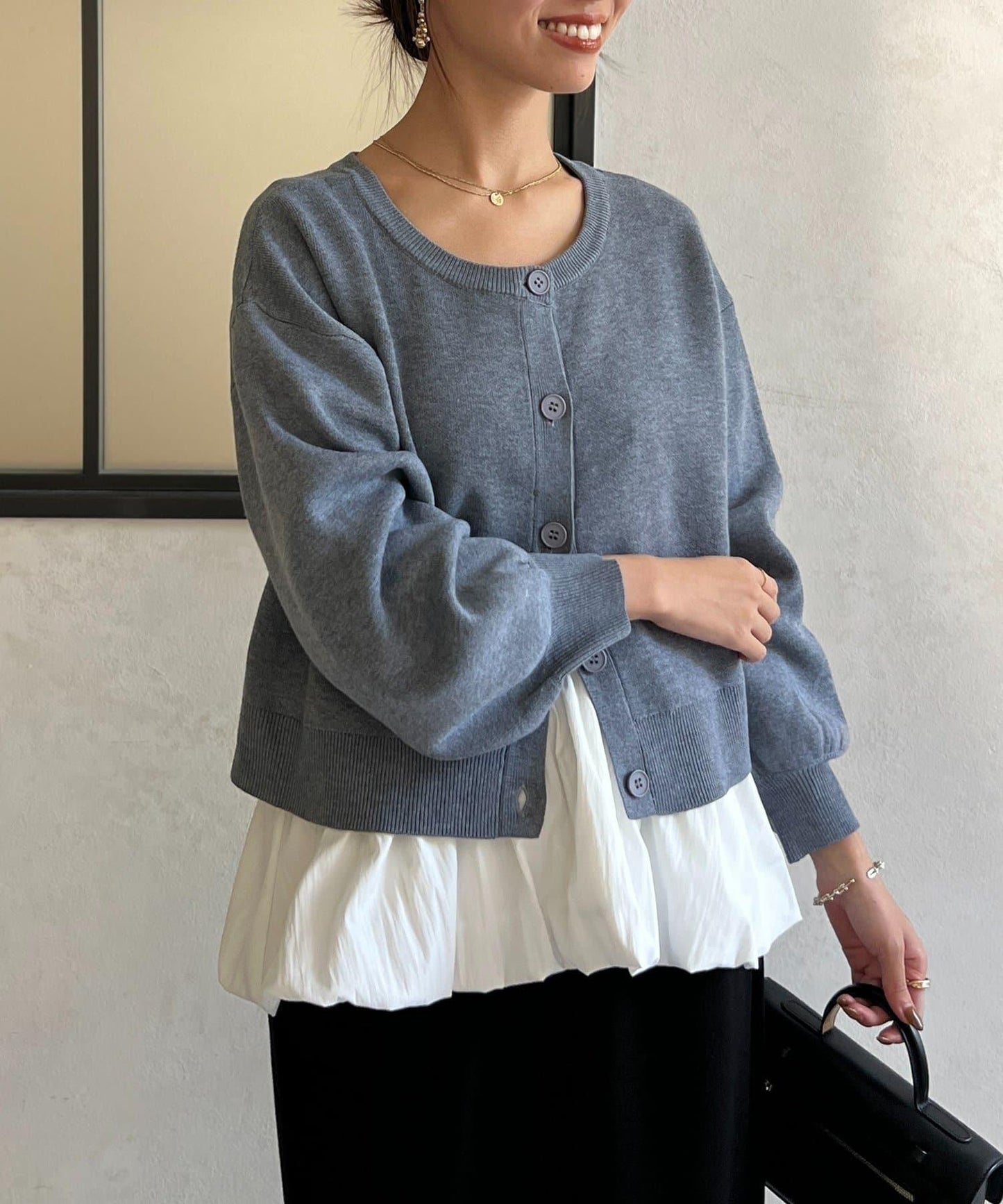 荷葉邊內搭套裝針織開衫