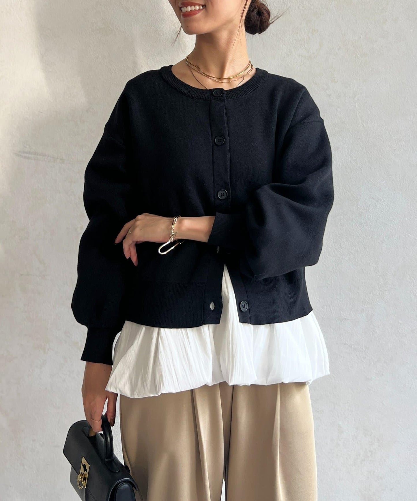 荷葉邊內搭套裝針織開衫