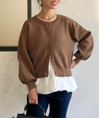 荷葉邊內搭套裝針織開衫