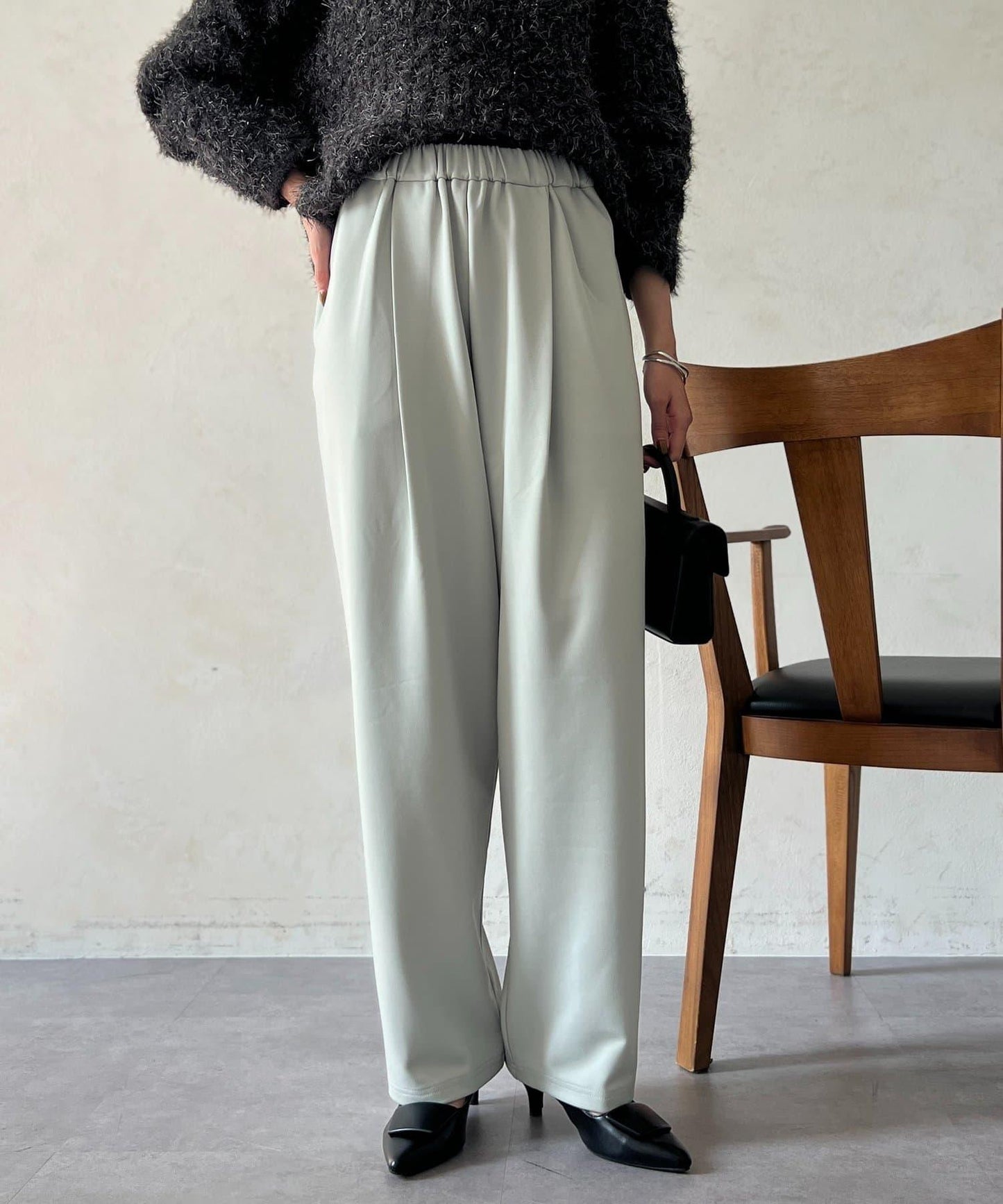 剪裁褶皺錐形褲