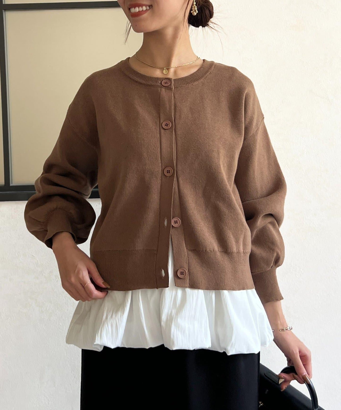 荷葉邊內搭套裝針織開衫