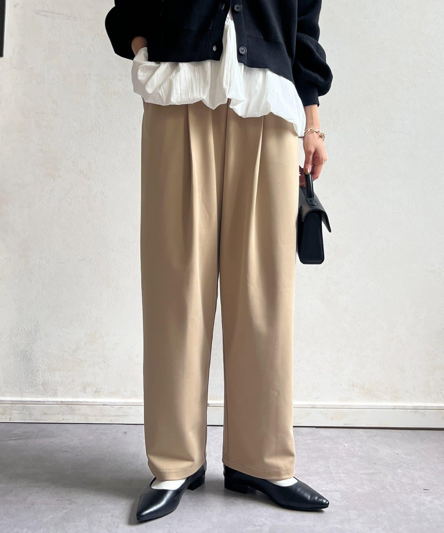 剪裁褶皺錐形褲