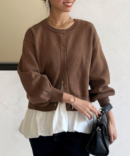 荷葉邊內搭套裝針織開衫