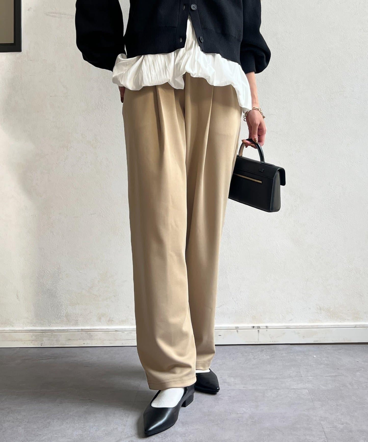 剪裁褶皺錐形褲